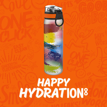 Ion8 Kid's One Touch On-The-Go Printed Water Bottle - Leakproof and BPA-Free Water Bottle - Fits Car Cup Holders and Kid's Backpacks 18 oz / 500 ml - Paint Splat