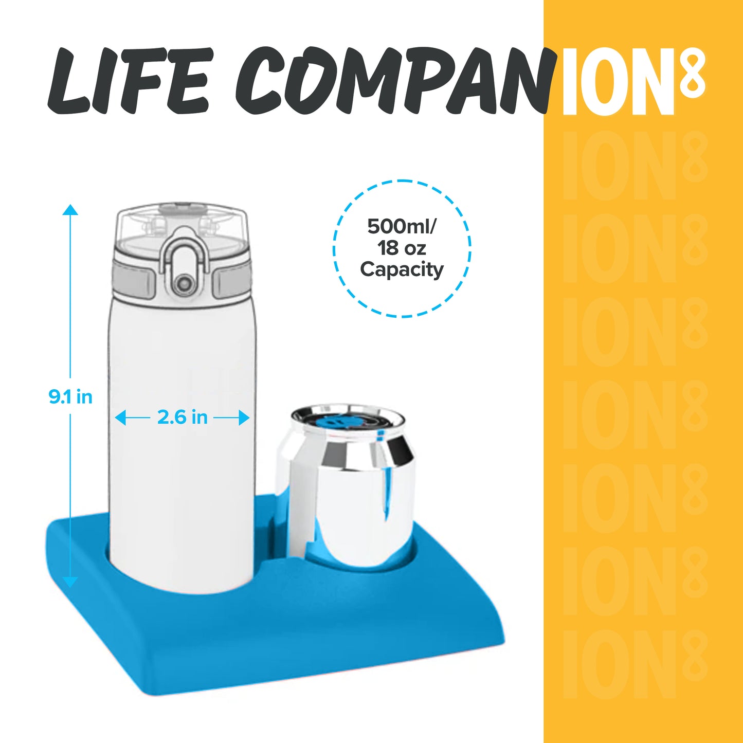 Ion8 Kid's One Touch On-The-Go Printed Water Bottle - Leakproof and BPA-Free Water Bottle - Fits Car Cup Holders and Kid's Backpacks 18 oz / 500 ml - Llama