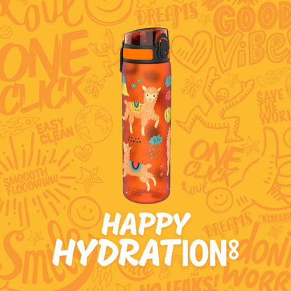 Ion8 Kid's One Touch On-The-Go Printed Water Bottle - Leakproof and BPA-Free Water Bottle - Fits Car Cup Holders and Kid's Backpacks 18 oz / 500 ml - Llama