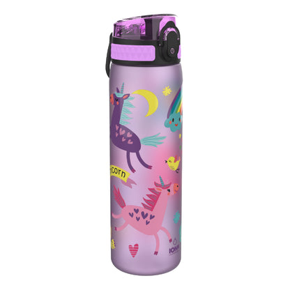 Ion8 Kid's One Touch On-The-Go Printed Water Bottle - Leakproof and BPA-Free Water Bottle - Fits Car Cup Holders and Kid's Backpacks 18 oz / 500 ml - Unicorns