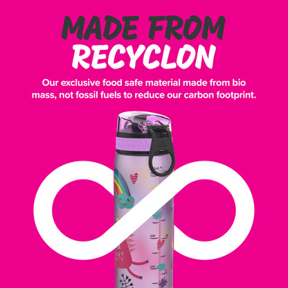 Ion8 Kid's One Touch On-The-Go Printed Water Bottle - Leakproof and BPA-Free Water Bottle - Fits Car Cup Holders and Kid's Backpacks 18 oz / 500 ml - Unicorns