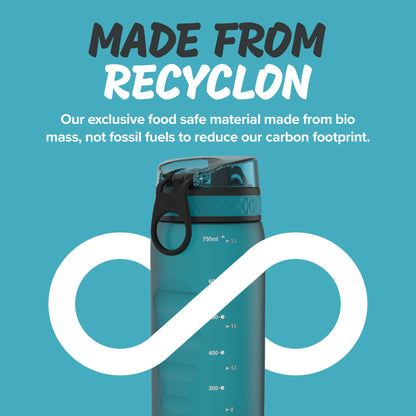 Ion8 Sport/Bike Water Bottle - Leakproof and BPA-free Water Bottle - Fits in Lunch Boxes, Handbags, Cup Holders, Backpacks and Bike Holders, 25 oz/750 ml (Pack of 1) - OneTouch 1.0 - Aqua