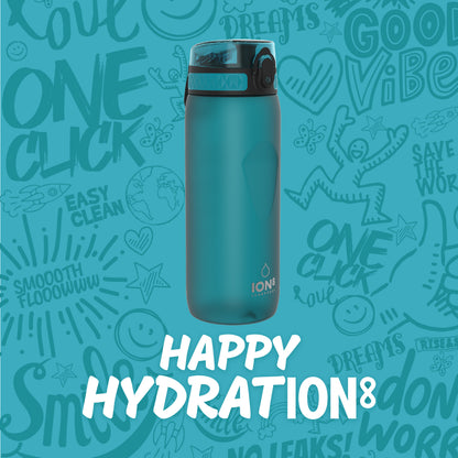 Ion8 Sport/Bike Water Bottle - Leakproof and BPA-free Water Bottle - Fits in Lunch Boxes, Handbags, Cup Holders, Backpacks and Bike Holders, 25 oz/750 ml (Pack of 1) - OneTouch 1.0 - Aqua