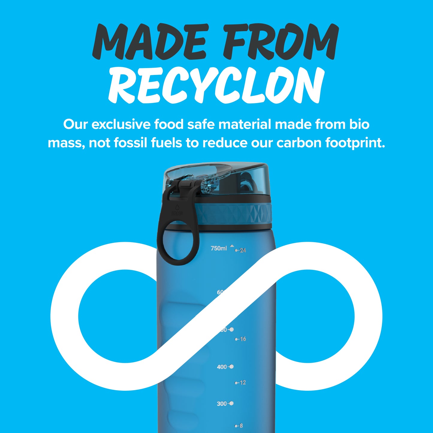 Ion8 Sport/Bike Water Bottle - Leakproof and BPA-free Water Bottle - Fits in Lunch Boxes, Handbags, Cup Holders, Backpacks and Bike Holders, 25 oz/750 ml (Pack of 1) - OneTouch 1.0 - Blue