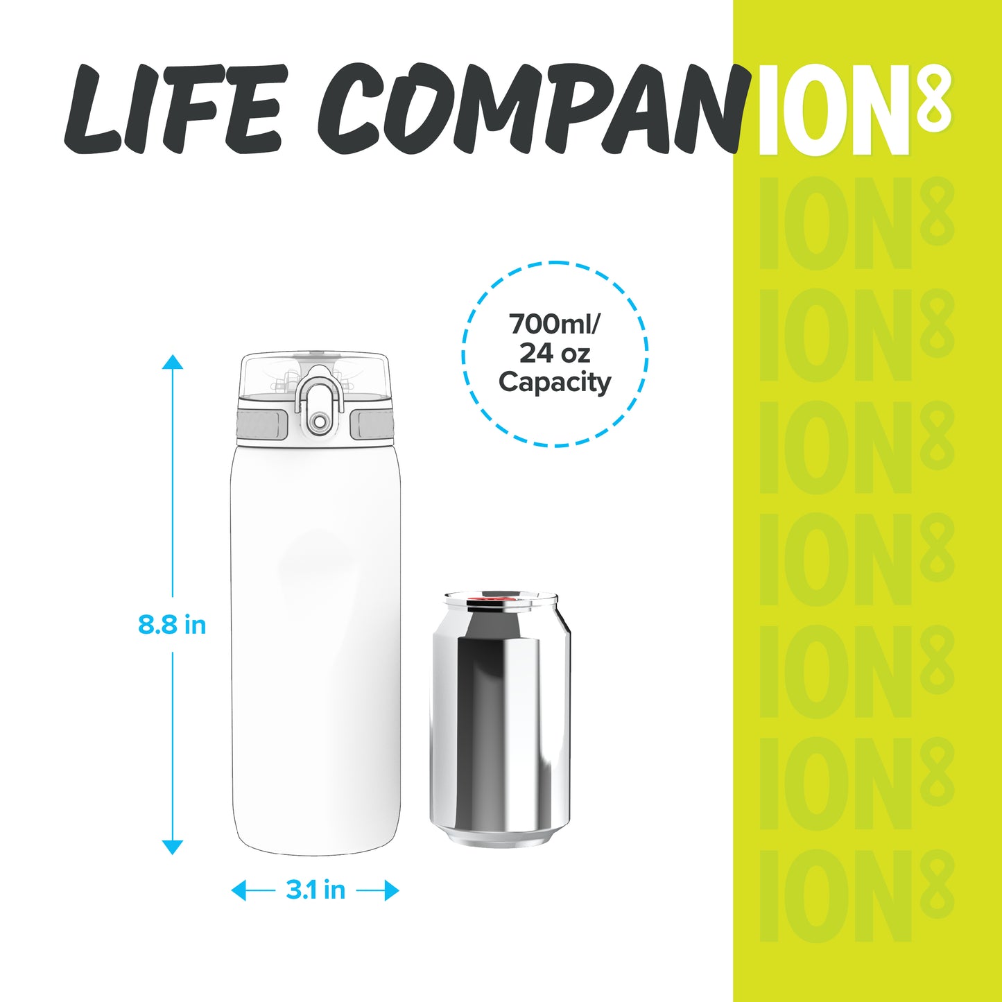 Ion8 Sport/Bike Water Bottle - Leakproof and BPA-free Water Bottle - Fits in Lunch Boxes, Handbags, Cup Holders, Backpacks and Bike Holders, 25 oz/750 ml (Pack of 1) - OneTouch 1.0 - Green