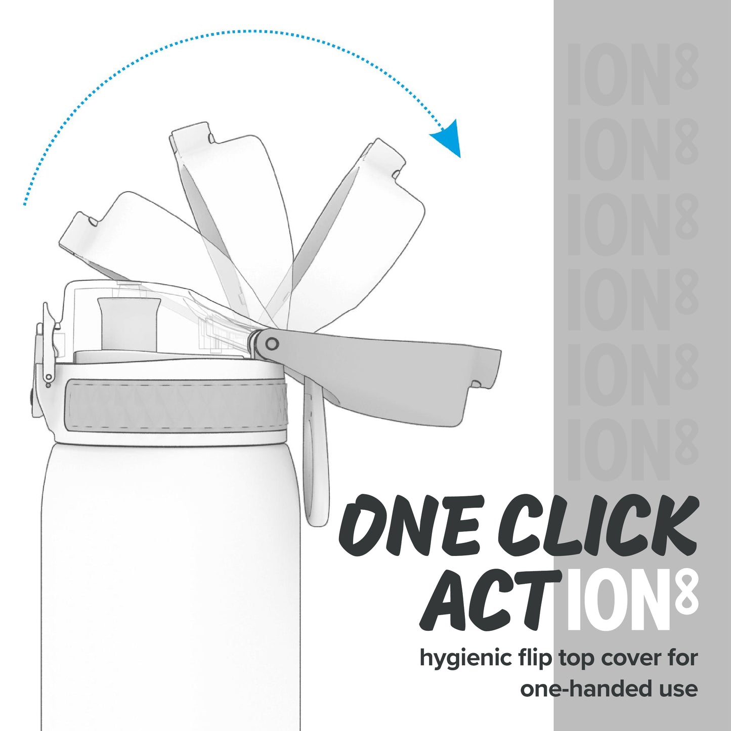 Ion8 Sport/Bike Water Bottle - Leakproof and BPA-free Water Bottle - Fits in Lunch Boxes, Handbags, Cup Holders, Backpacks and Bike Holders, 25 oz/750 ml (Pack of 1) - OneTouch 1.0 - Gray