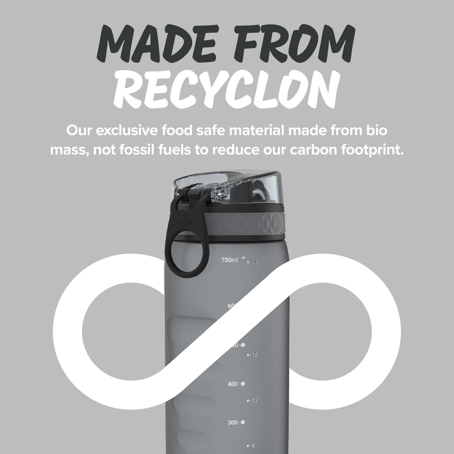 Ion8 Sport/Bike Water Bottle - Leakproof and BPA-free Water Bottle - Fits in Lunch Boxes, Handbags, Cup Holders, Backpacks and Bike Holders, 25 oz/750 ml (Pack of 1) - OneTouch 1.0 - Gray