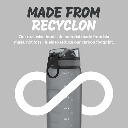 Ion8 Sport/Bike Water Bottle - Leakproof and BPA-free Water Bottle - Fits in Lunch Boxes, Handbags, Cup Holders, Backpacks and Bike Holders, 25 oz/750 ml (Pack of 1) - OneTouch 1.0 - Gray
