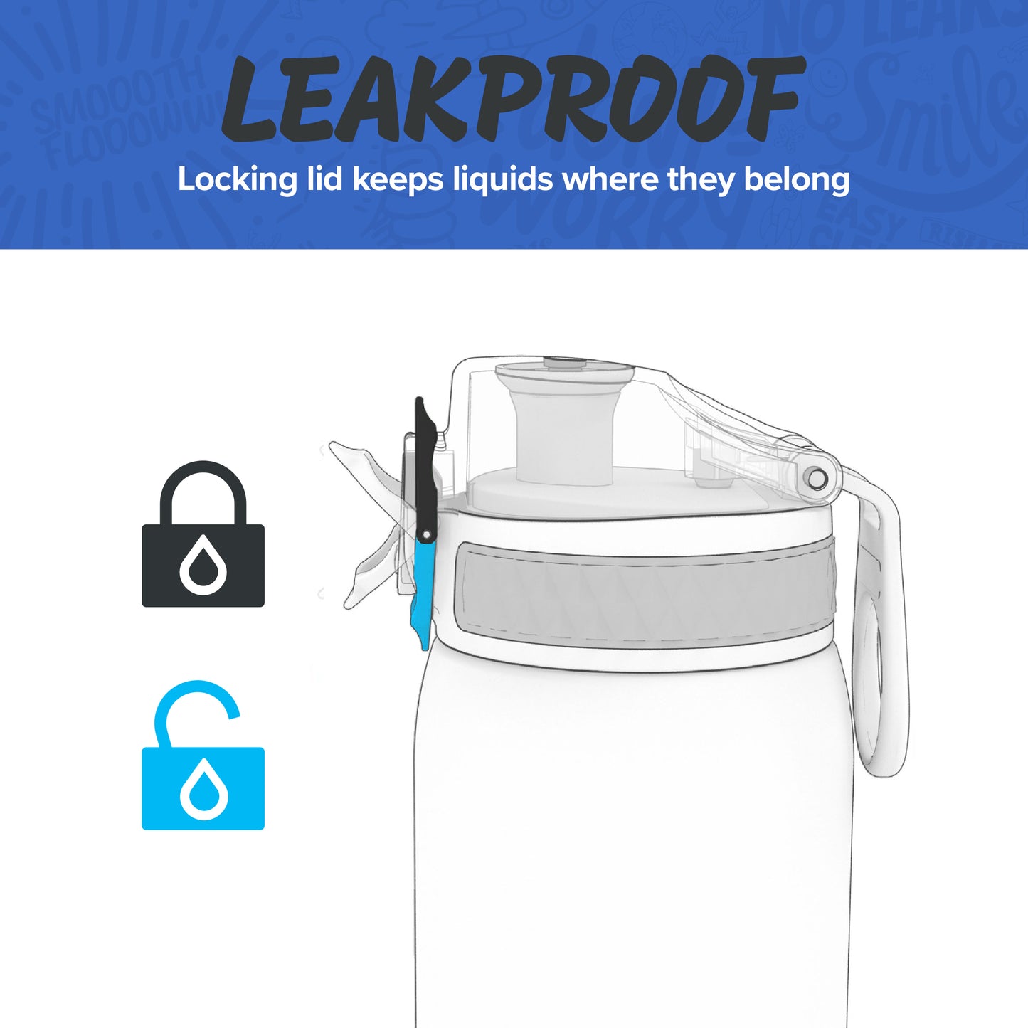 Ion8 Sport/Bike Water Bottle - Leakproof and BPA-free Water Bottle - Fits in Lunch Boxes, Handbags, Cup Holders, Backpacks and Bike Holders, 25 oz/750 ml (Pack of 1) - OneTouch 1.0 - Navy Blue