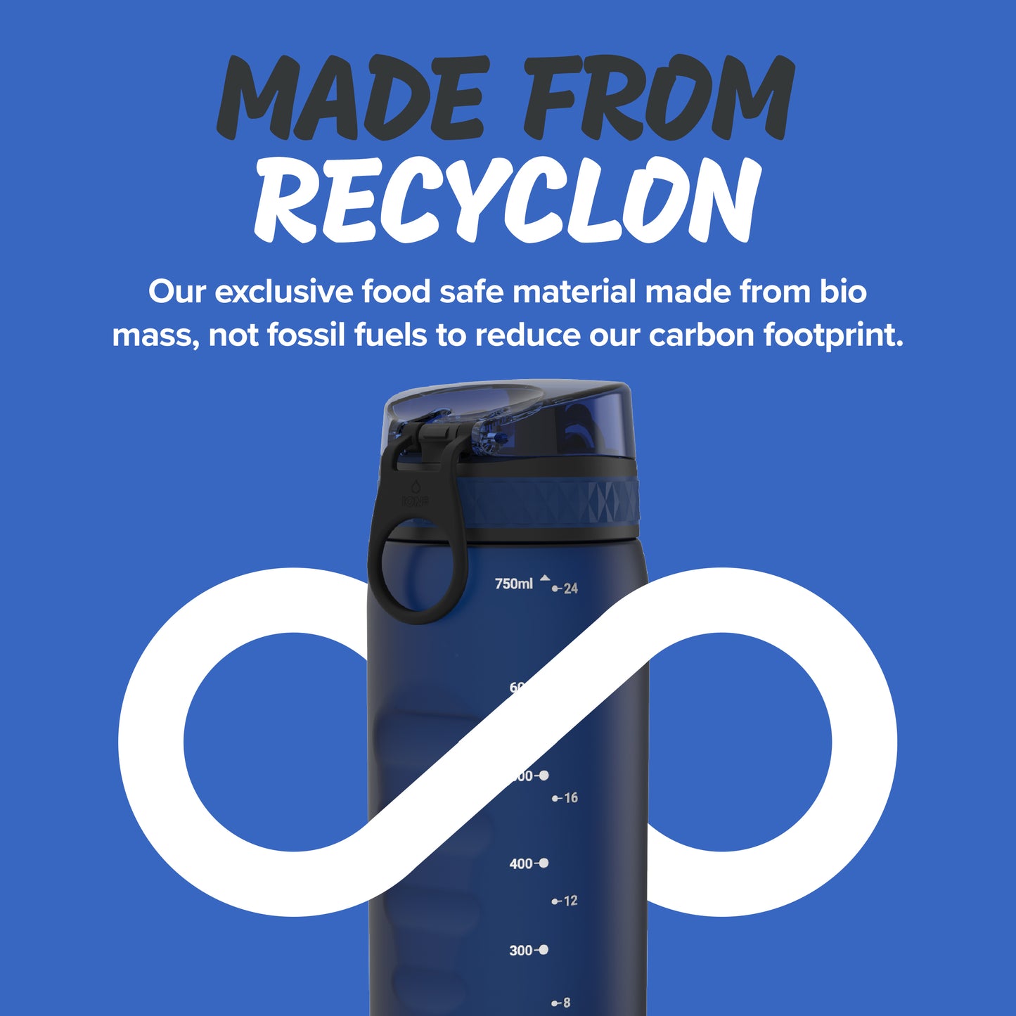 Ion8 Sport/Bike Water Bottle - Leakproof and BPA-free Water Bottle - Fits in Lunch Boxes, Handbags, Cup Holders, Backpacks and Bike Holders, 25 oz/750 ml (Pack of 1) - OneTouch 1.0 - Navy Blue