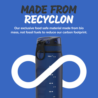 Ion8 Sport/Bike Water Bottle - Leakproof and BPA-free Water Bottle - Fits in Lunch Boxes, Handbags, Cup Holders, Backpacks and Bike Holders, 25 oz/750 ml (Pack of 1) - OneTouch 1.0 - Navy Blue