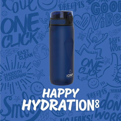 Ion8 Sport/Bike Water Bottle - Leakproof and BPA-free Water Bottle - Fits in Lunch Boxes, Handbags, Cup Holders, Backpacks and Bike Holders, 25 oz/750 ml (Pack of 1) - OneTouch 1.0 - Navy Blue