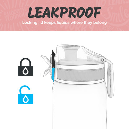 Ion8 Sport/Bike Water Bottle - Leakproof and BPA-free Water Bottle - Fits in Lunch Boxes, Handbags, Cup Holders, Backpacks and Bike Holders, 25 oz/750 ml (Pack of 1) - OneTouch 1.0 - Rose Quartz
