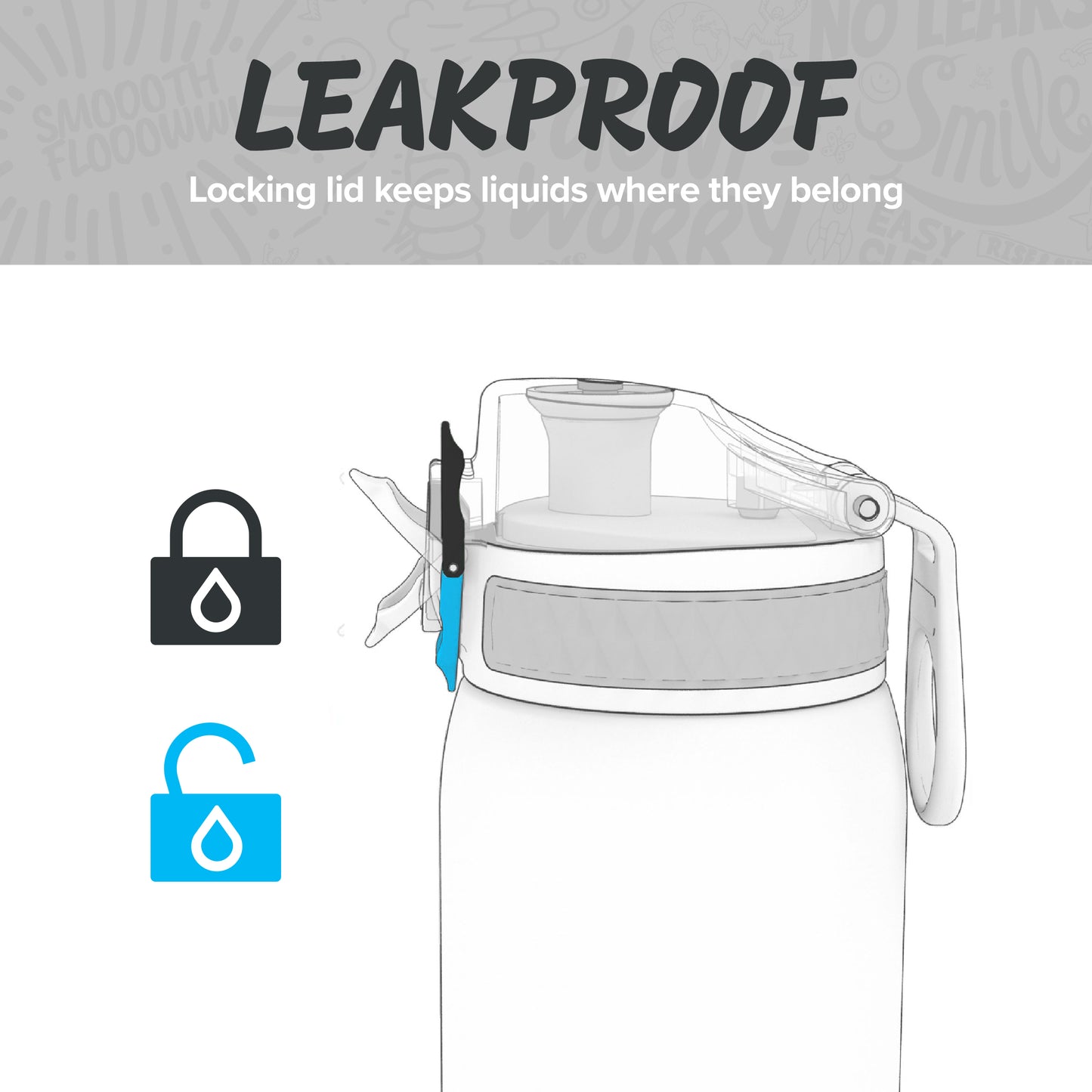 Ion8 Sport/Bike Water Bottle - Leakproof and BPA-free Water Bottle - Fits in Lunch Boxes, Handbags, Cup Holders, Backpacks and Bike Holders, 25 oz/750 ml (Pack of 1) - OneTouch 1.0 - Black