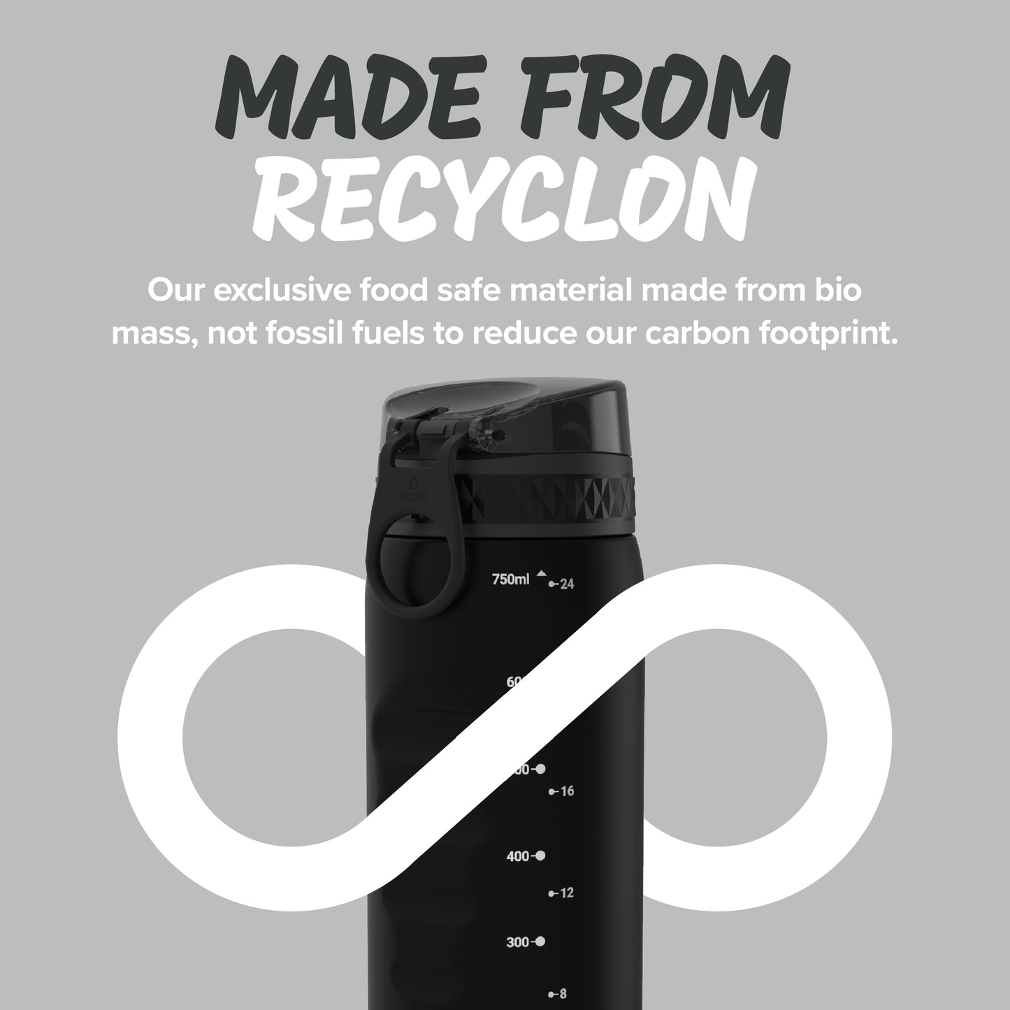 Ion8 Sport/Bike Water Bottle - Leakproof and BPA-free Water Bottle - Fits in Lunch Boxes, Handbags, Cup Holders, Backpacks and Bike Holders, 25 oz/750 ml (Pack of 1) - OneTouch 1.0 - Black