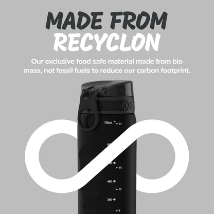 Ion8 Sport/Bike Water Bottle - Leakproof and BPA-free Water Bottle - Fits in Lunch Boxes, Handbags, Cup Holders, Backpacks and Bike Holders, 25 oz/750 ml (Pack of 1) - OneTouch 1.0 - Black