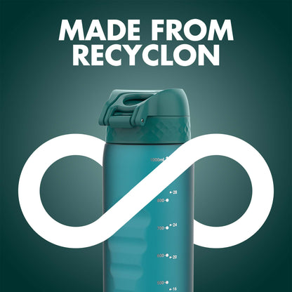 Ion8 Sport/Bike Water Bottle - Leakproof and BPA-free Water Bottle - Fits in Lunch Boxes, Handbags, Car Cup Holders, Backpacks, 34 oz/1000 ml (Pack of 1) - OneTouch 2.0 - Aqua 2.0