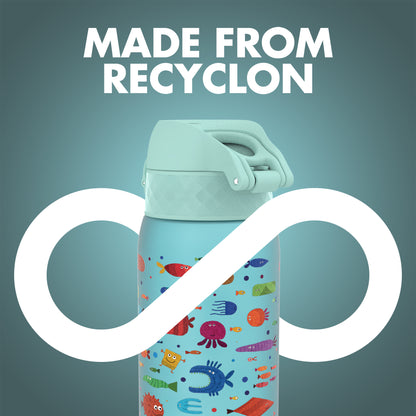 Ion8 Kid's One Touch 2.0 On-The-Go Printed Water Bottle - Leakproof and BPA-Free Water Bottle - Fits Car Cup Holders and Kid's Backpacks 12 oz / 350 ml - Fish