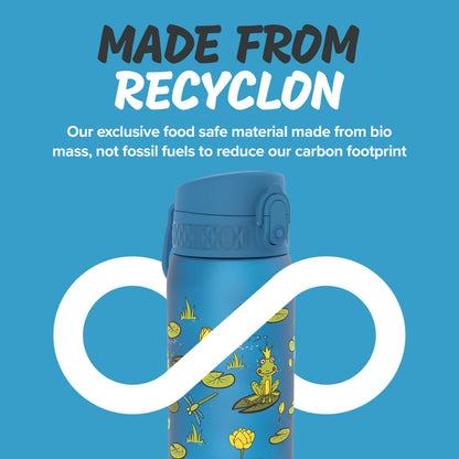 Ion8 Kid's One Touch On-The-Go Printed Water Bottle - Leakproof and BPA-Free Water Bottle - Fits Car Cup Holders and Kid's Backpacks 12 oz / 350 ml - Frogs