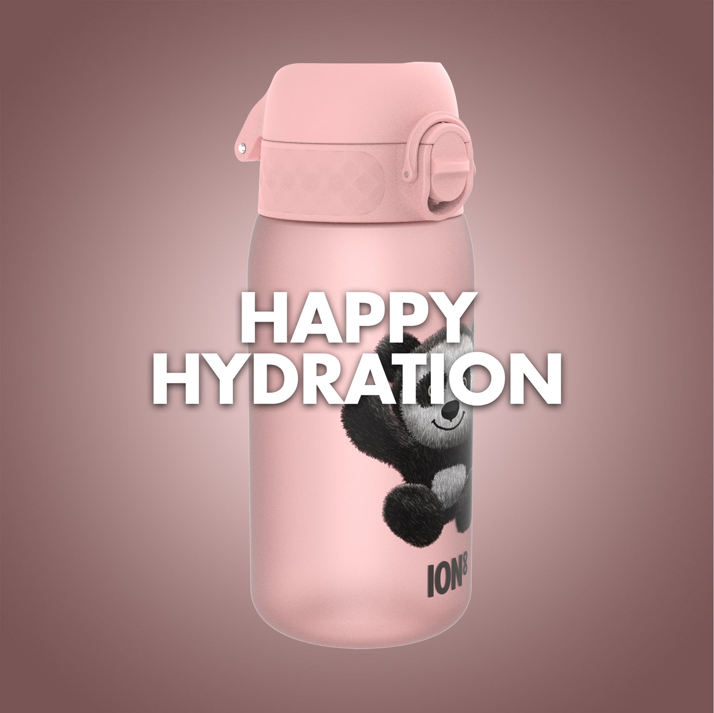 Ion8 Kid's One Touch 2.0 On-The-Go Printed Water Bottle - Leakproof and BPA-Free Water Bottle - Fits Car Cup Holders and Kid's Backpacks 12 oz / 350 ml - Panda