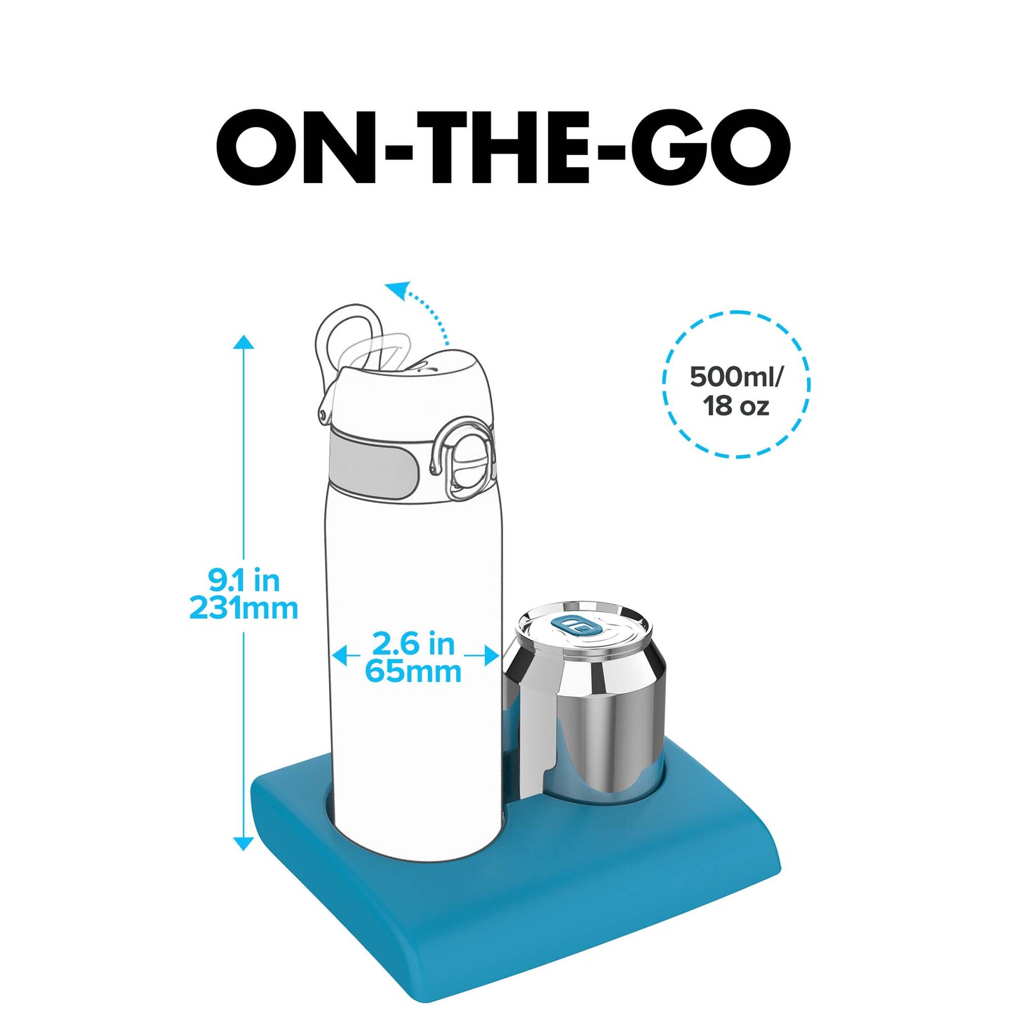 Ion8 Sport Water Bottle- Leakproof and BPA-free Water Bottle - Fits in Lunch Boxes, Handbags, Car Cup Holders, Backpacks and Bike Holders, 17 oz / 500 ml (Pack of 1) - OneTouch 2.0 - Surf Green 2.0