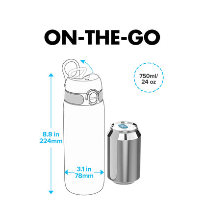 Ion8 Sport/Bike Water Bottle - Leakproof and BPA-free Water Bottle - Fits in Lunch Boxes, Handbags, Cup Holders, Backpacks and Bike Holders, 25 oz/750 ml (Pack of 1) - OneTouch 2.0 - Aqua 2.0