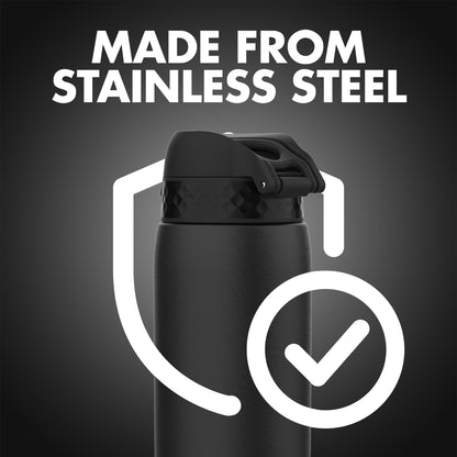 Ion8 Stainless Steel Water Bottle - Food-Safe and Odor Resistant - Fits Car Cup Holders, Backpack Pockets, and More, 40 oz / 1200 ml (Pack of 1) - OneTouch 2.0 - Black 2.0
