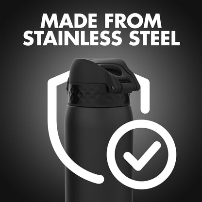 Ion8 Stainless Steel Water Bottle - Food-Safe and Odor Resistant - Fits Car Cup Holders, Backpack Pockets and More, 14 oz / 400 ml (Pack of 1) - OneTouch 2.0 - Black 2.0