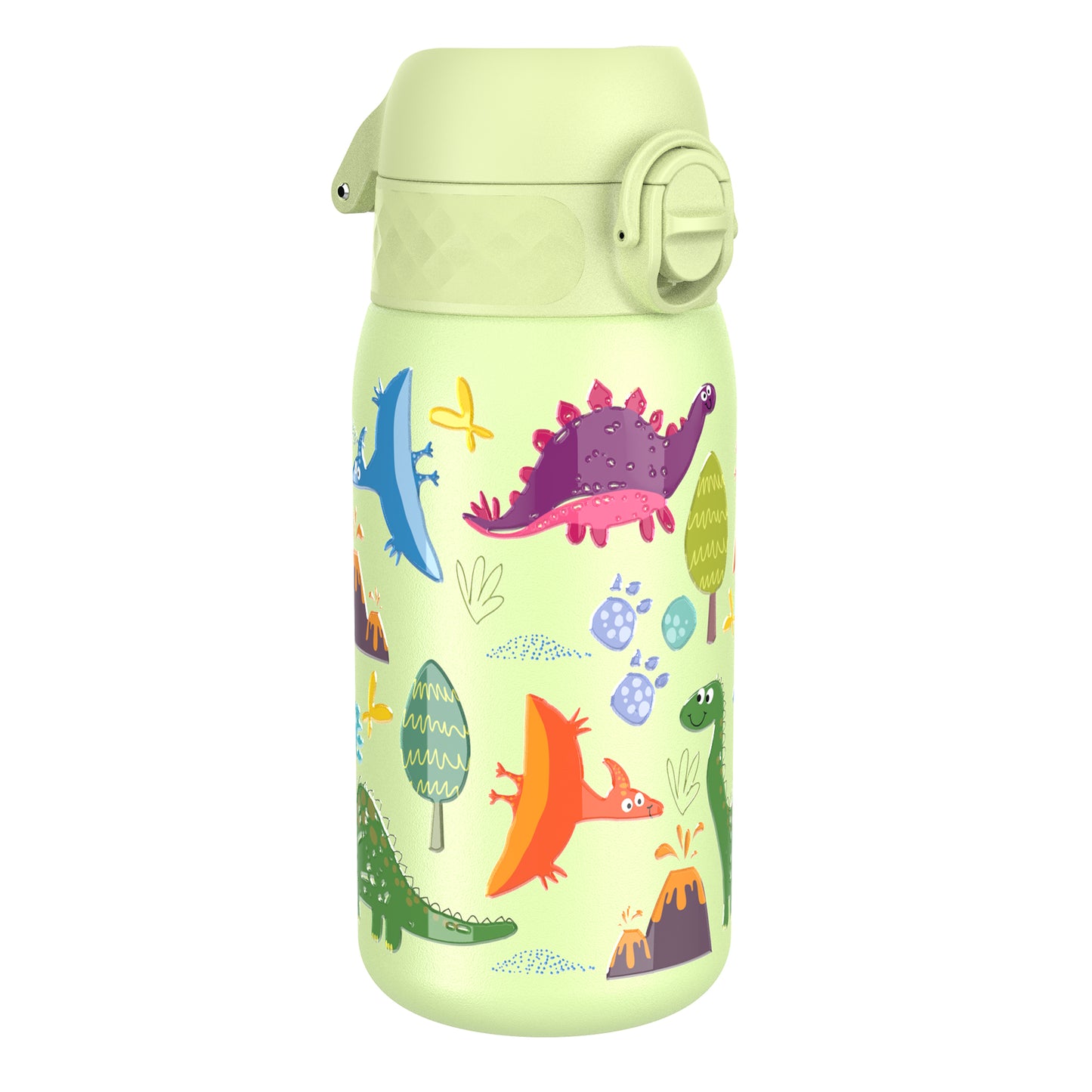 Ion8 Kid's Stainless Steel Water Bottle - Food-Safe and Odor Resistant - Fits Car Cup Holders, Backpack Pockets and More, 14 oz / 400 ml (Pack of 1) - Dinosaurs