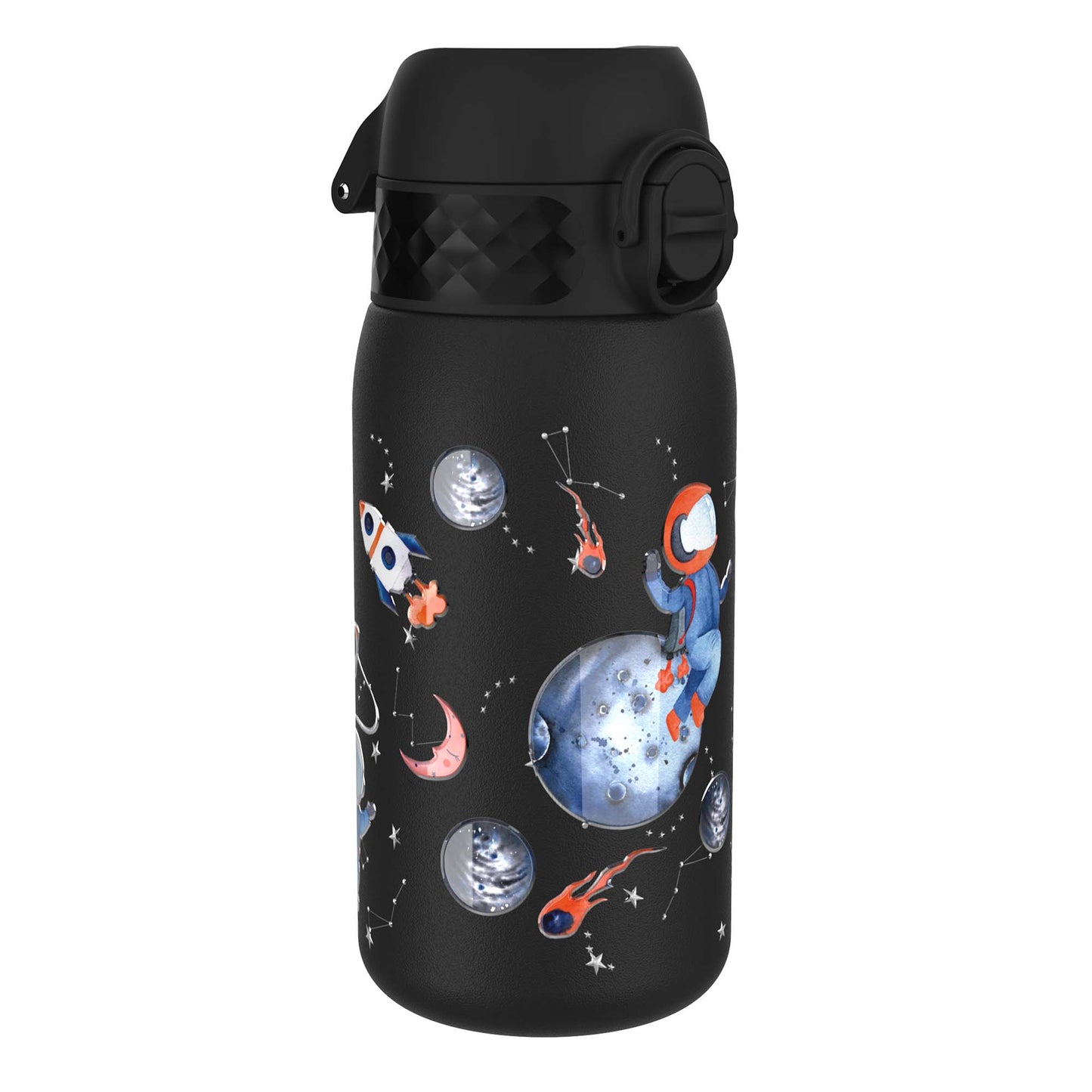 Ion8 Kid's Stainless Steel Water Bottle - Food-Safe and Odor Resistant - Fits Car Cup Holders, Backpack Pockets and More, 14 oz / 400 ml (Pack of 1) - Space