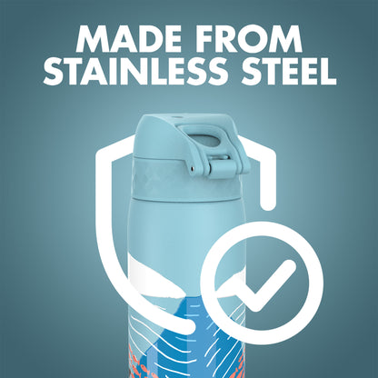 Ion8 Kid's Stainless Steel Water Bottle - Food-Safe and Odor Resistant - Fits Car Cup Holders, Backpack Pockets and More, 20 oz / 600 ml (Pack of 1) - Whale
