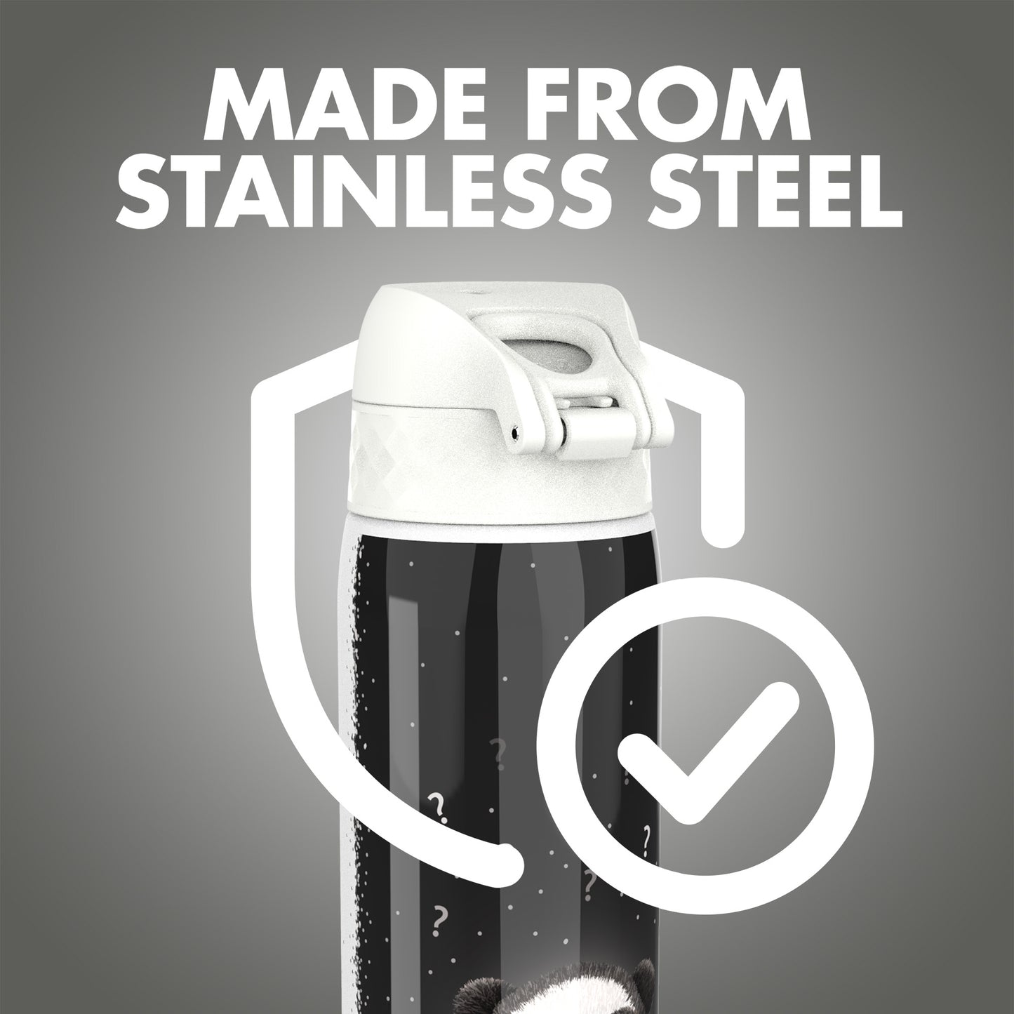 Ion8 Kid's Stainless Steel Water Bottle - Food-Safe and Odor Resistant - Fits Car Cup Holders, Backpack Pockets and More, 20 oz / 600 ml (Pack of 1) - Panda