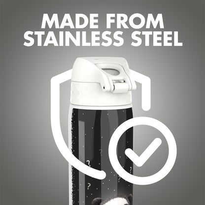 Ion8 Kid's Stainless Steel Water Bottle - Food-Safe and Odor Resistant - Fits Car Cup Holders, Backpack Pockets and More, 20 oz / 600 ml (Pack of 1) - Panda