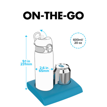 Ion8 Stainless Steel Water Bottle - Food-Safe and Odor Resistant - Fits Car Cup Holders, Backpack Pockets and More, 20 oz / 600 ml (Pack of 1) - OneTouch 2.0 - Teal 2.0