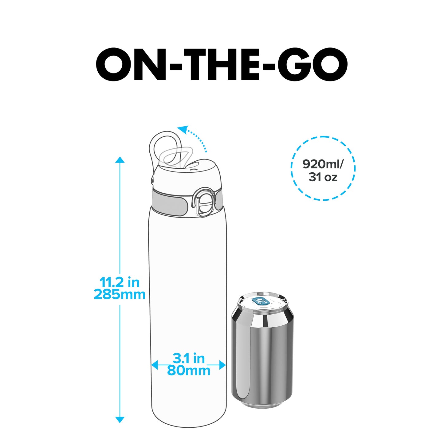 Ion8 Double Wall Stainless Steel Leakproof Water Bottle - 34 oz/1000 ml - Blue