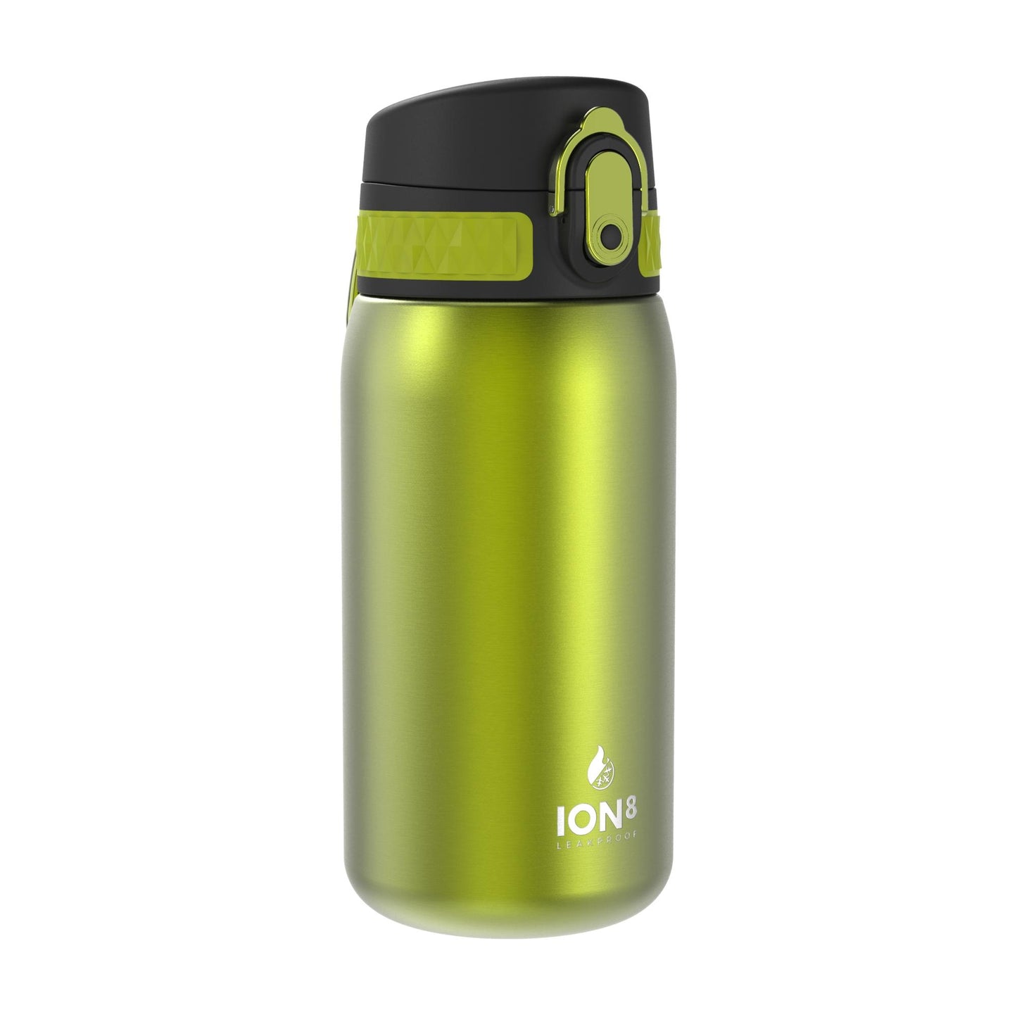 Ion8 Double-Wall Stainless Steel Water Bottle - Vacuum Insulated Leak Proof Water Bottle - Fits Car Cup Holders - For Fitness, Camping and More, 11 oz / 320 ml (Pack of 1) - Soft Touch Green