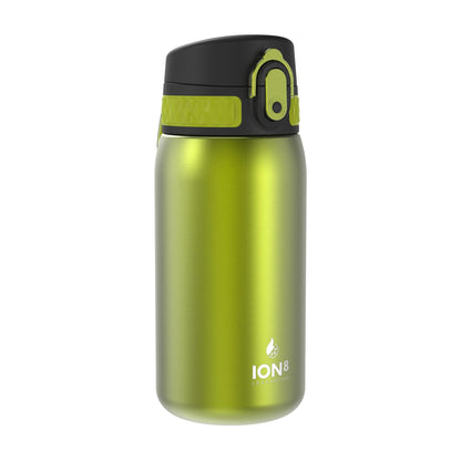 Ion8 Double-Wall Stainless Steel Water Bottle - Vacuum Insulated Leak Proof Water Bottle - Fits Car Cup Holders - For Fitness, Camping and More, 11 oz / 320 ml (Pack of 1) - Soft Touch Green