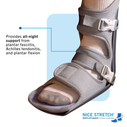Nice Stretch 90 - Plantar Fasciitis Night Splint, Gray - Large/XL