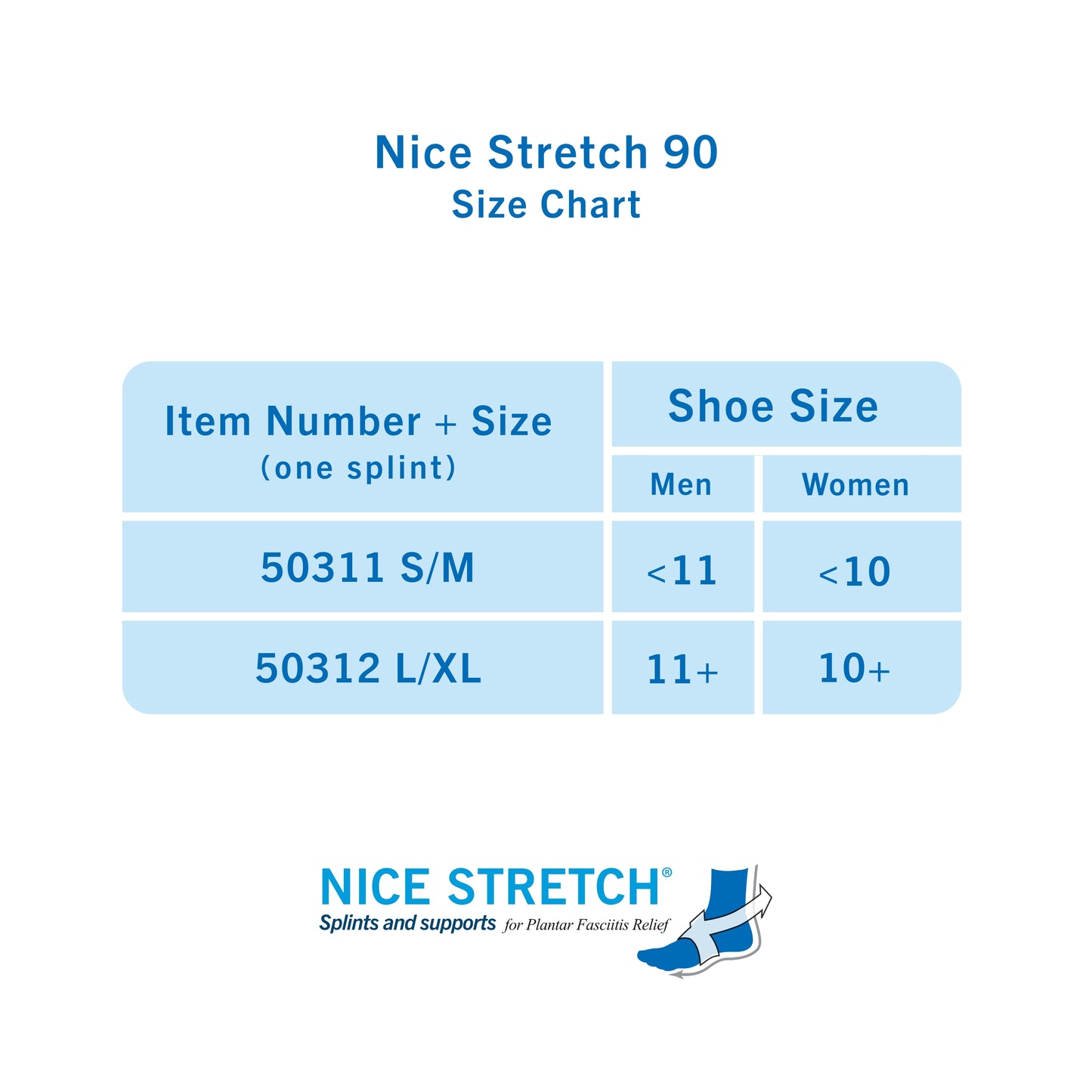 Nice Stretch 90 - Plantar Fasciitis Night Splint, Gray - Large/XL