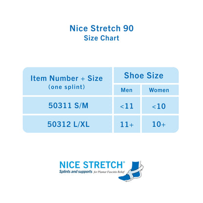 Nice Stretch 90 - Plantar Fasciitis Night Splint, Gray - Large/XL