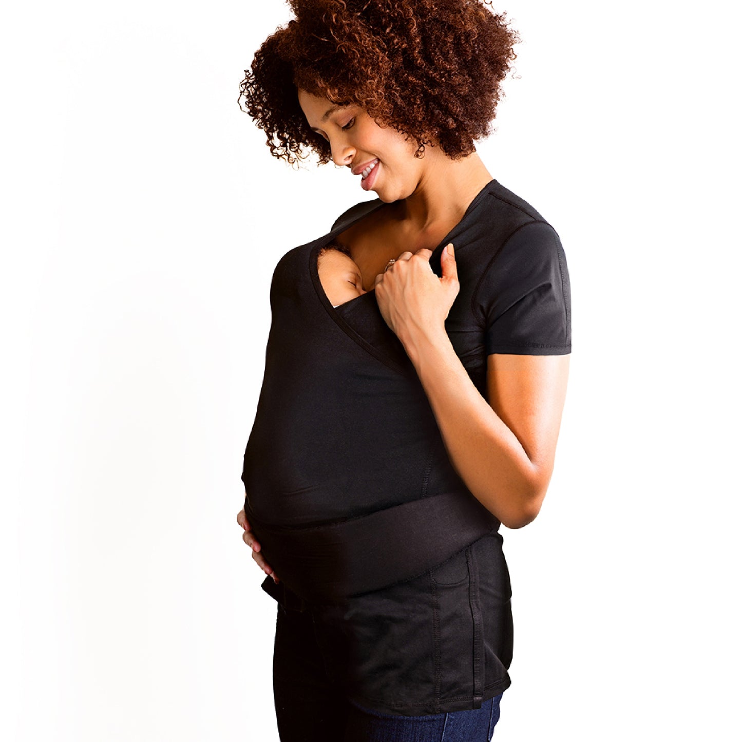 NuRoo Pocket Hands-Free, Skin-to-Skin Baby Carrier in Black, 2XL