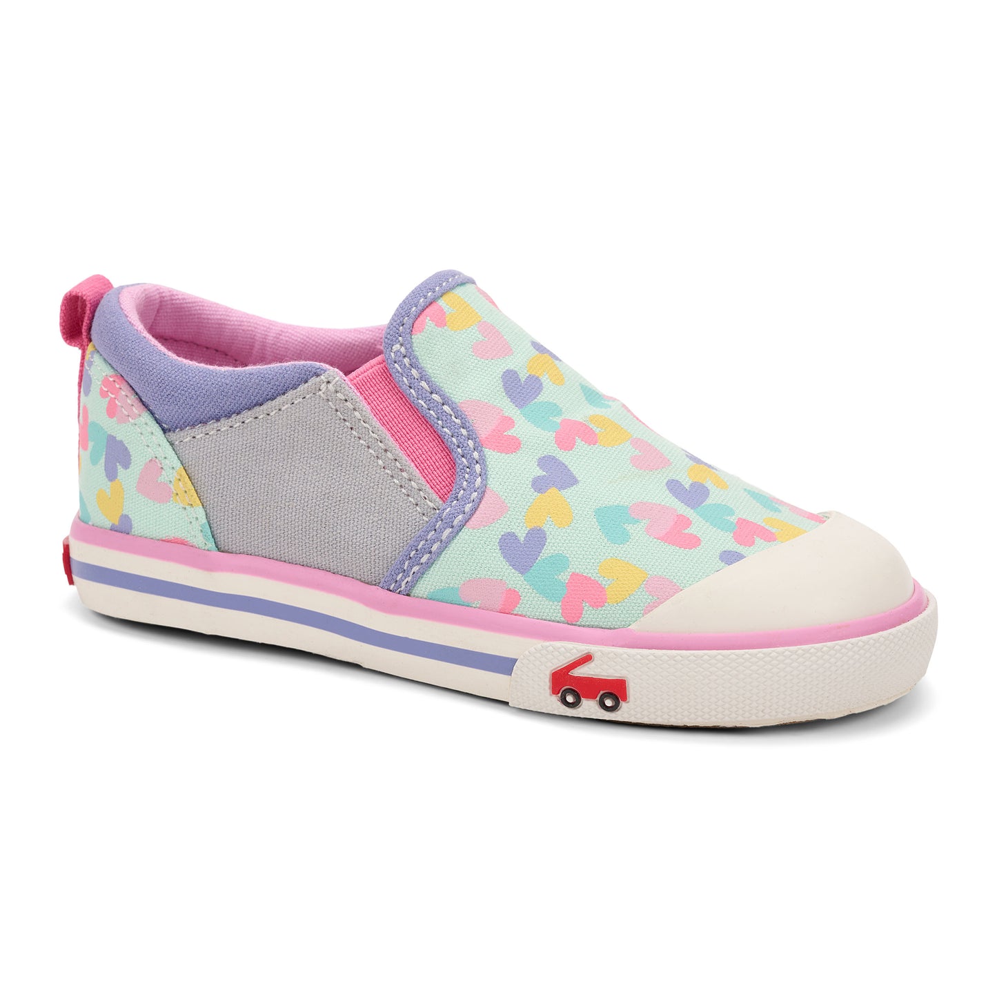 See Kai Run - Italya Slip-on Sneaker for Toddlers, Mint/Hearts, 7
