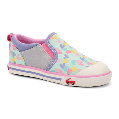 See Kai Run - Italya Slip-on Sneaker for Toddlers, Mint/Hearts, 7