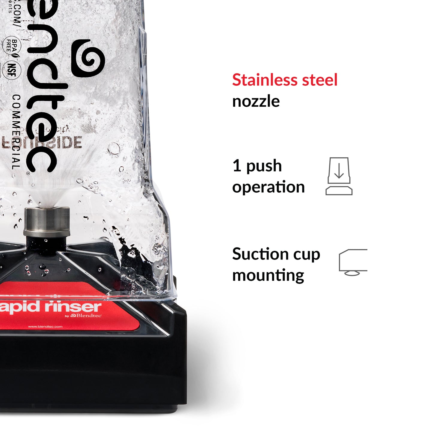 Blendtec Rapid Rinser, Commercial Grade, Easy Blender Jar Cleaning, One-Push Operation, 6 foot hose, Compatible with Blendtec Blenders, Black