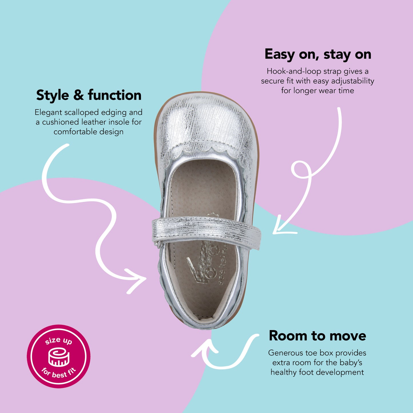 See Kai Run, Jane II Mary Jane Shoes for Kids, Silver, 2.5Y