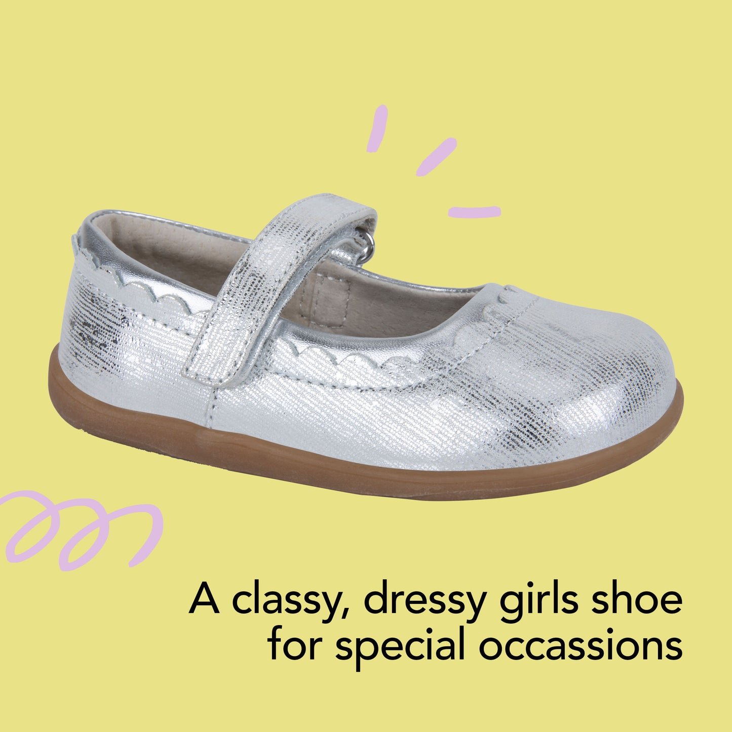 See Kai Run, Jane II Mary Jane Shoes for Kids, Silver, 2.5Y