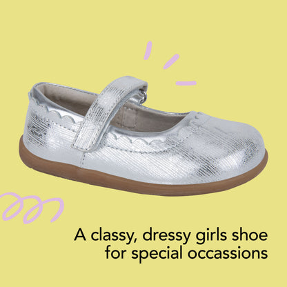 See Kai Run, Jane II Mary Jane Shoes for Kids, Silver, 1.5Y