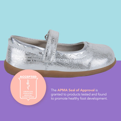 See Kai Run, Jane II Mary Jane Shoes for Kids, Silver, 1Y