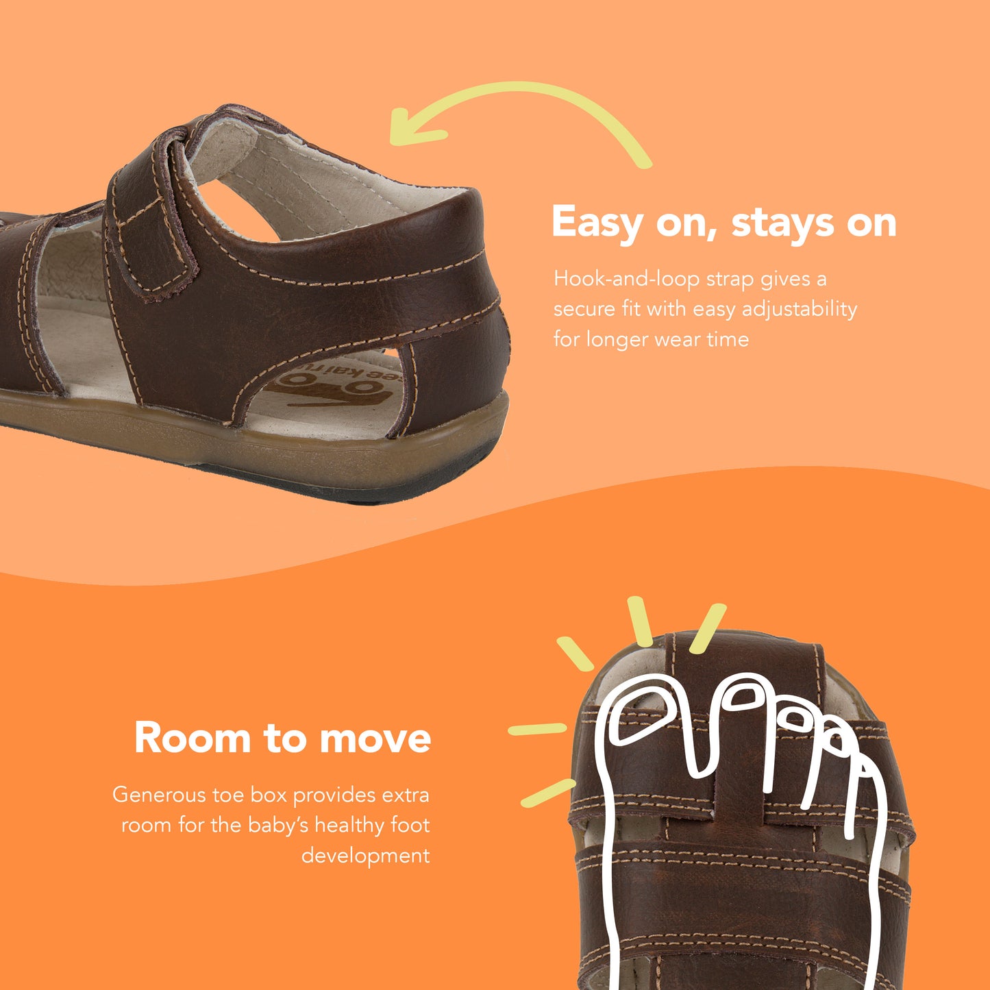 See Kai Run, Jude IV Sandals for Kids, Brown, 3Y