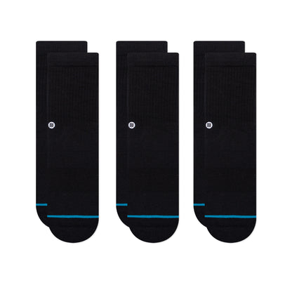 Stance Boy's Icon ST 3-Pack (Toddler/Little Kid/Big Kid) Black MD (11 Little Kid - 1 Little Kid Shoe Size)